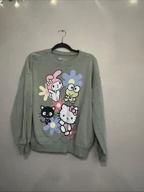Sanrio Characters Crewneck of Sweater - Sage Green